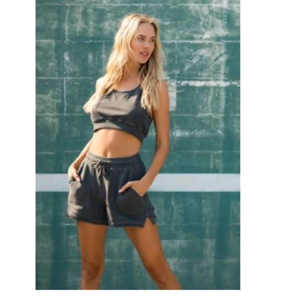 L*Space Women’s‎ XS Sideline Sweat Shorts Washed Black Casual Lounge Sporty New - Image 12