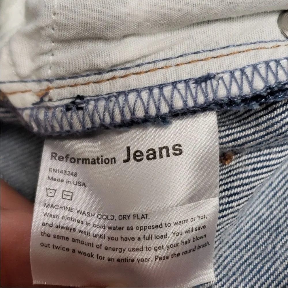 Reformation Cynthia button fly high rise straight jeans in zenia wash - Image 8