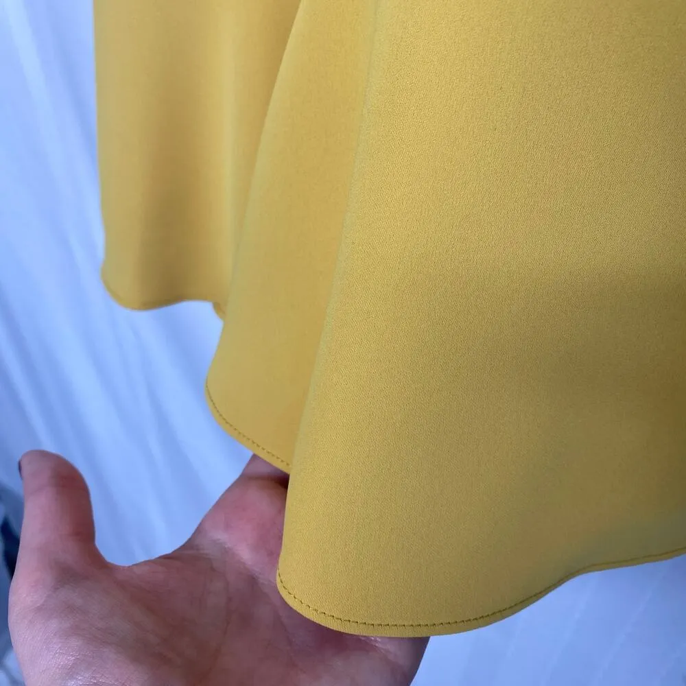 Amanda Uprichard Emery Ruffle A-Line Mini Dress Yellow Marigold Crewneck Medium - Image 9