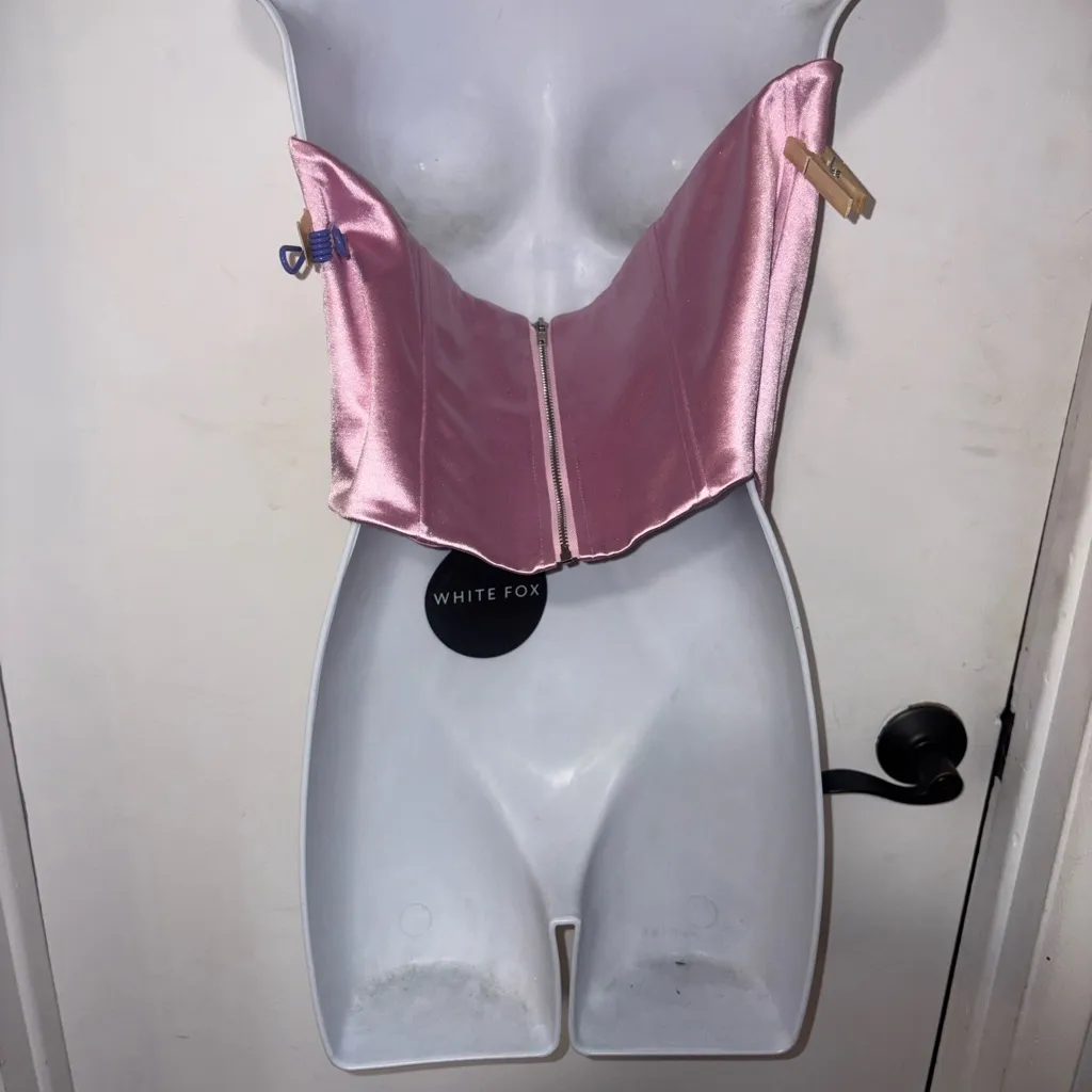 New barbie pink White Fox Boutique Blush Satin Corset size XL - Image 7