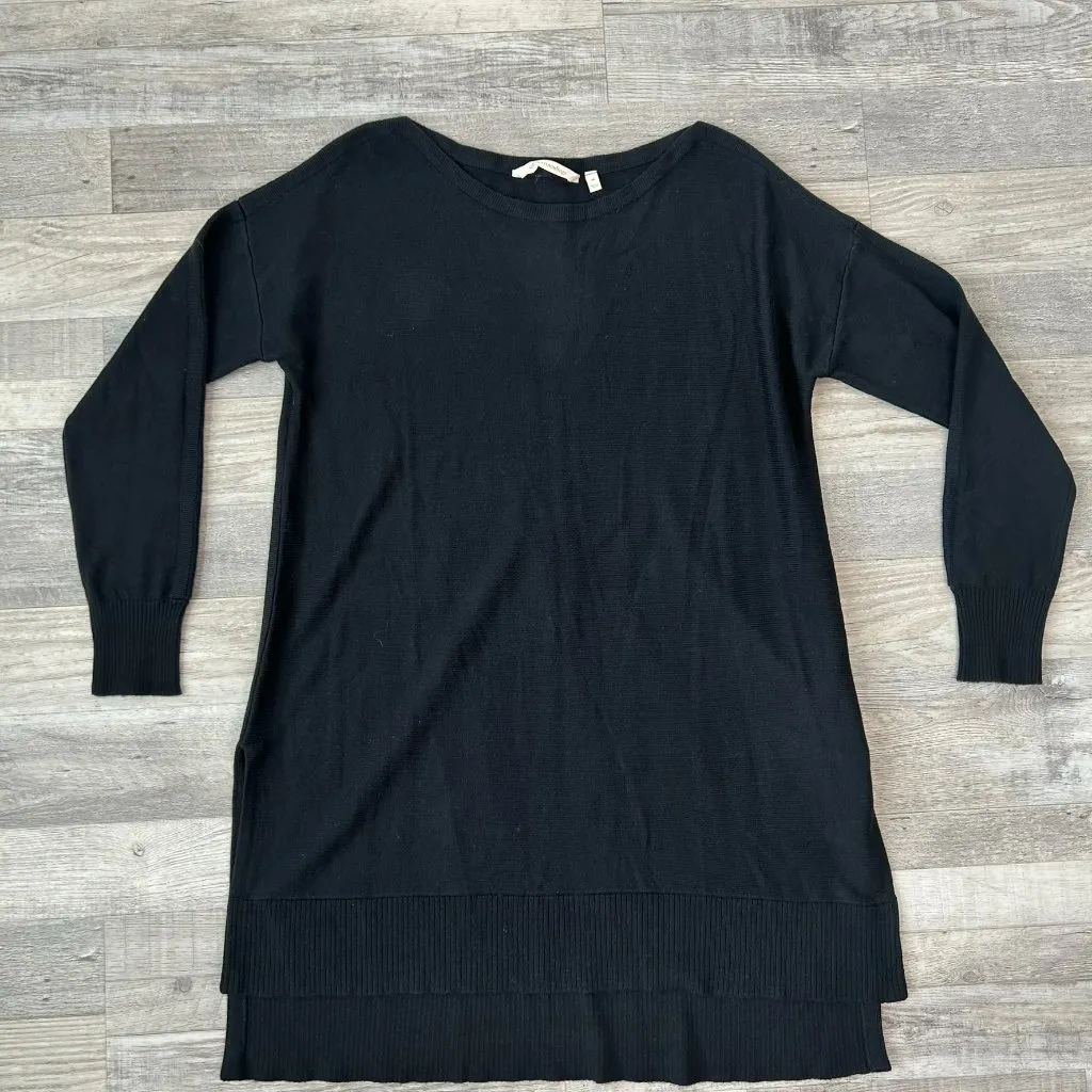 Soft Surroundings black cashmere wool blend long sleeve sweater tunic medium J16 - Image 2