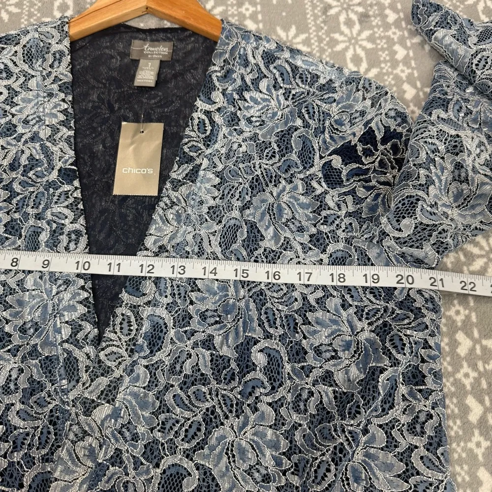 NWT Chico's Travelers Ellie Lace Open Front Jacket In Blue Size Medium Chico's 1 - Image 9