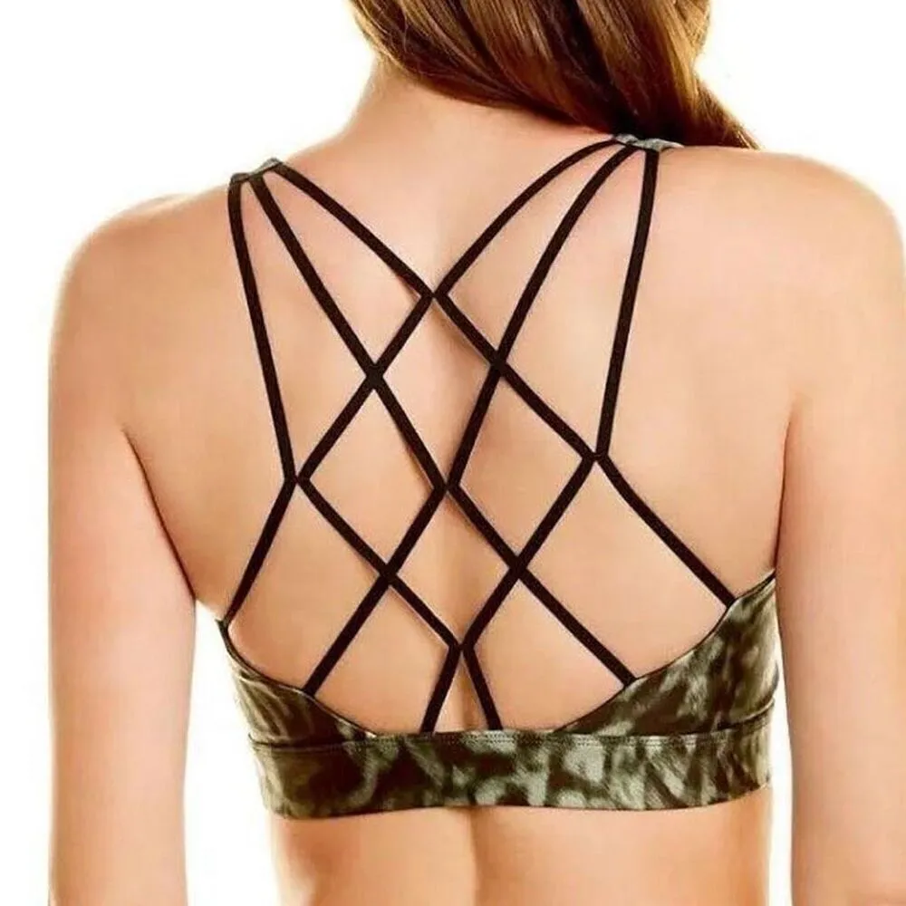 NWT Good American wild night bra sports bra strappy back animal print green ￼siz - Image 2