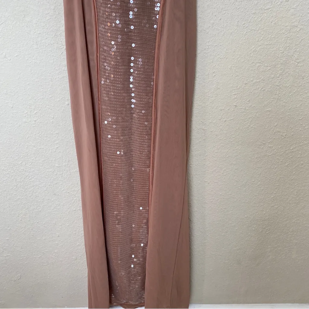 HOUSE OF CB 'Bonita' Cafe Au Lait Sequin‎ Maxi Dress NWOT size M - Image 12