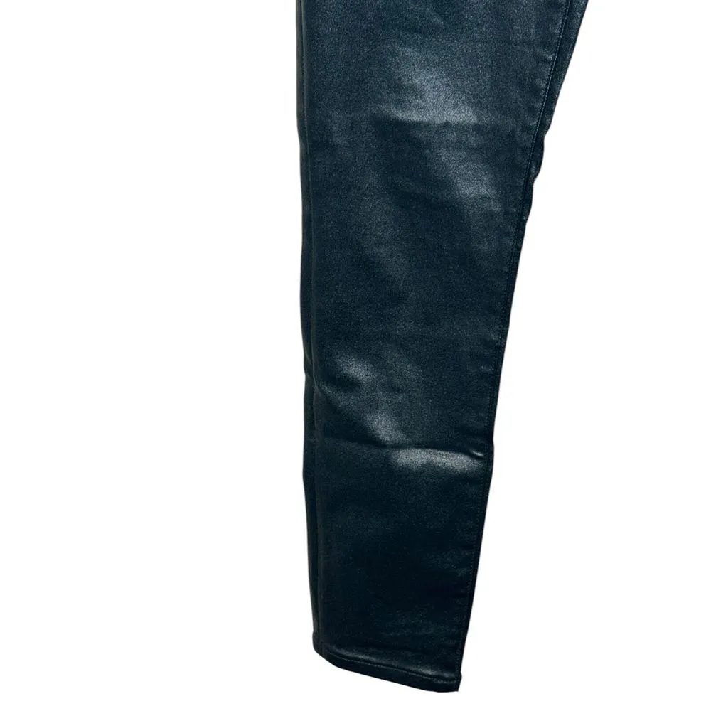 Express Women's Pants Skinny Super Faux Straight Leg Stretch Green Sparkle Sz. 6 - Image 3