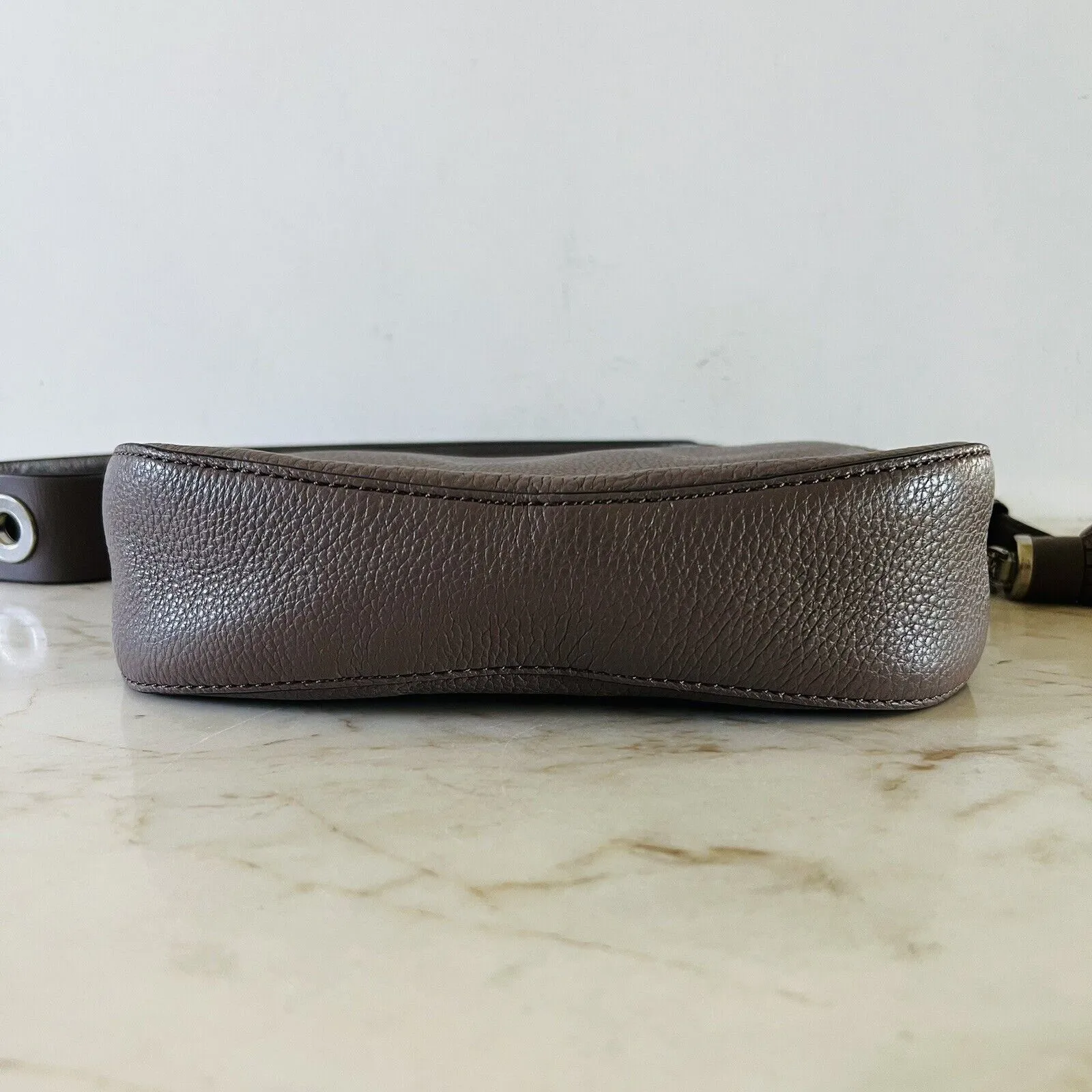 MICHAEL KORS Brooklyn Cinder Leather Medium Saddle Shoulder Bag - Image 5