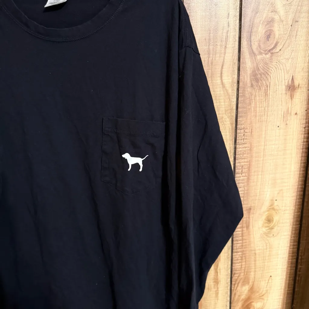 PINK Victoria's Secret Floral Long Sleeve Pocket Tee Size Medium - Image 2