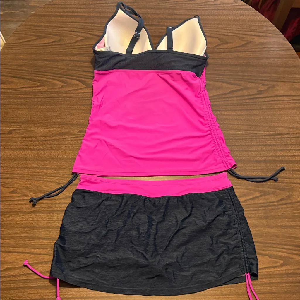 Free Country XL 16 Mini Ribbed Double-Strap Tankini And Swim Shorts Bathing Suit - Image 3