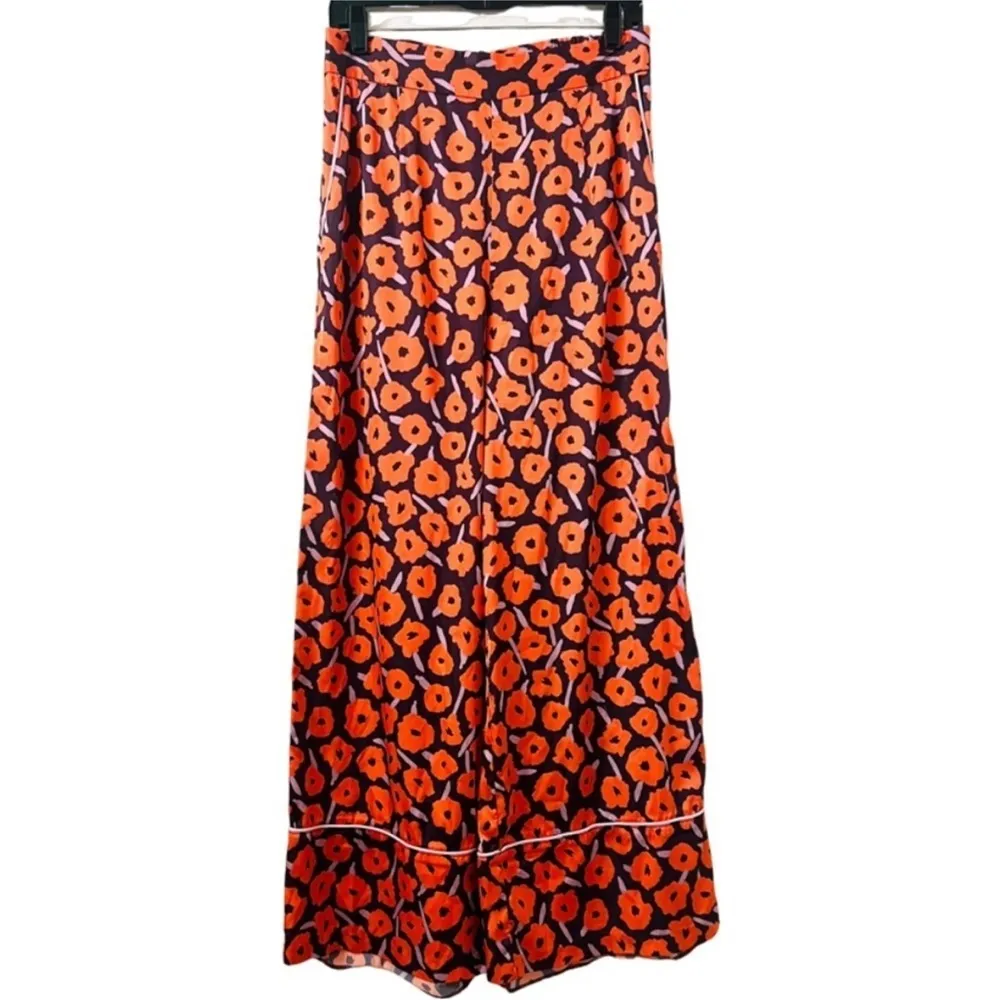 ANTHROPOLOGIE HUTCH PRINTED ORANGE PURPLE WIDE LEG PANTS SIZE MP - Image 9