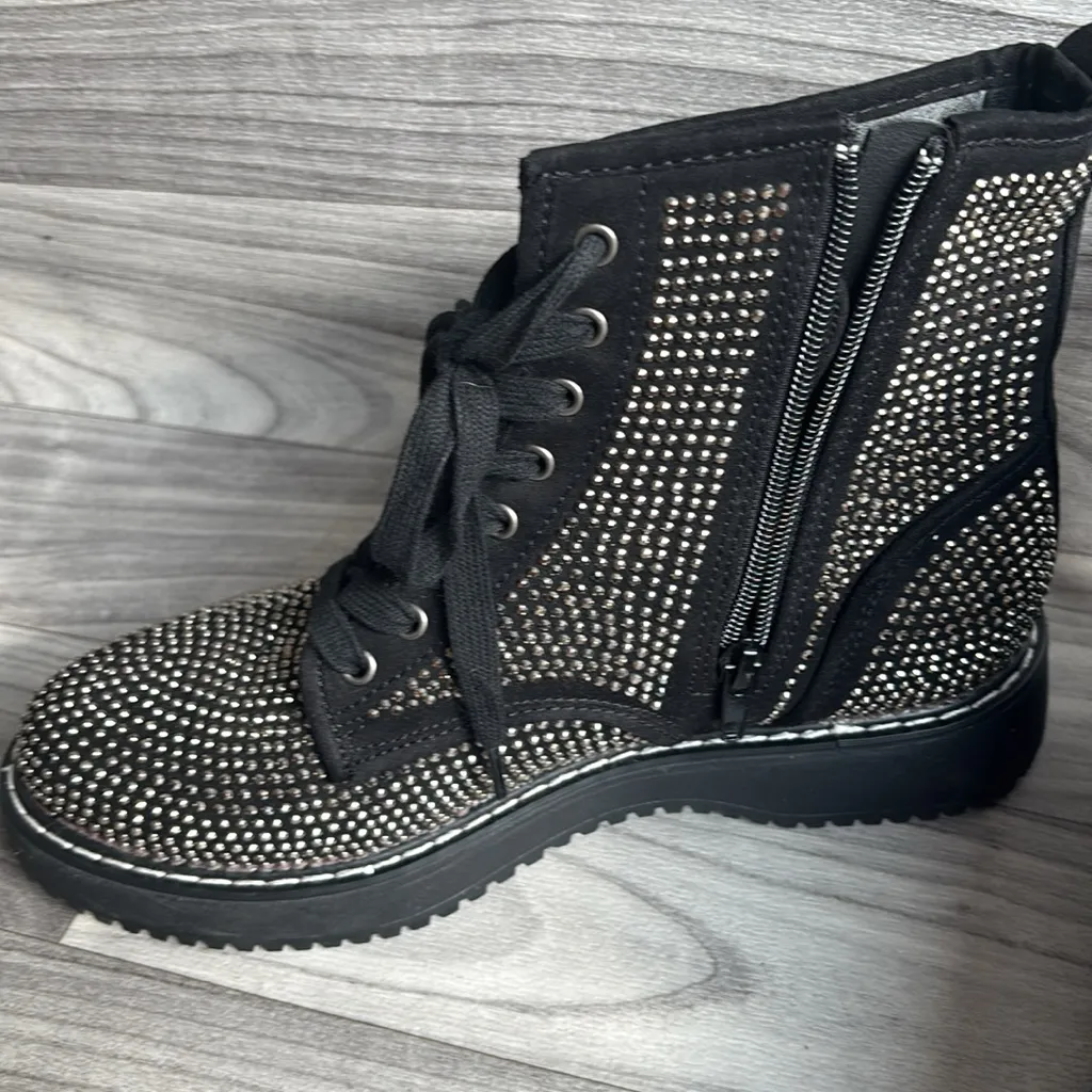 Madden Girl  Black Studded Combat Boots - Image 9