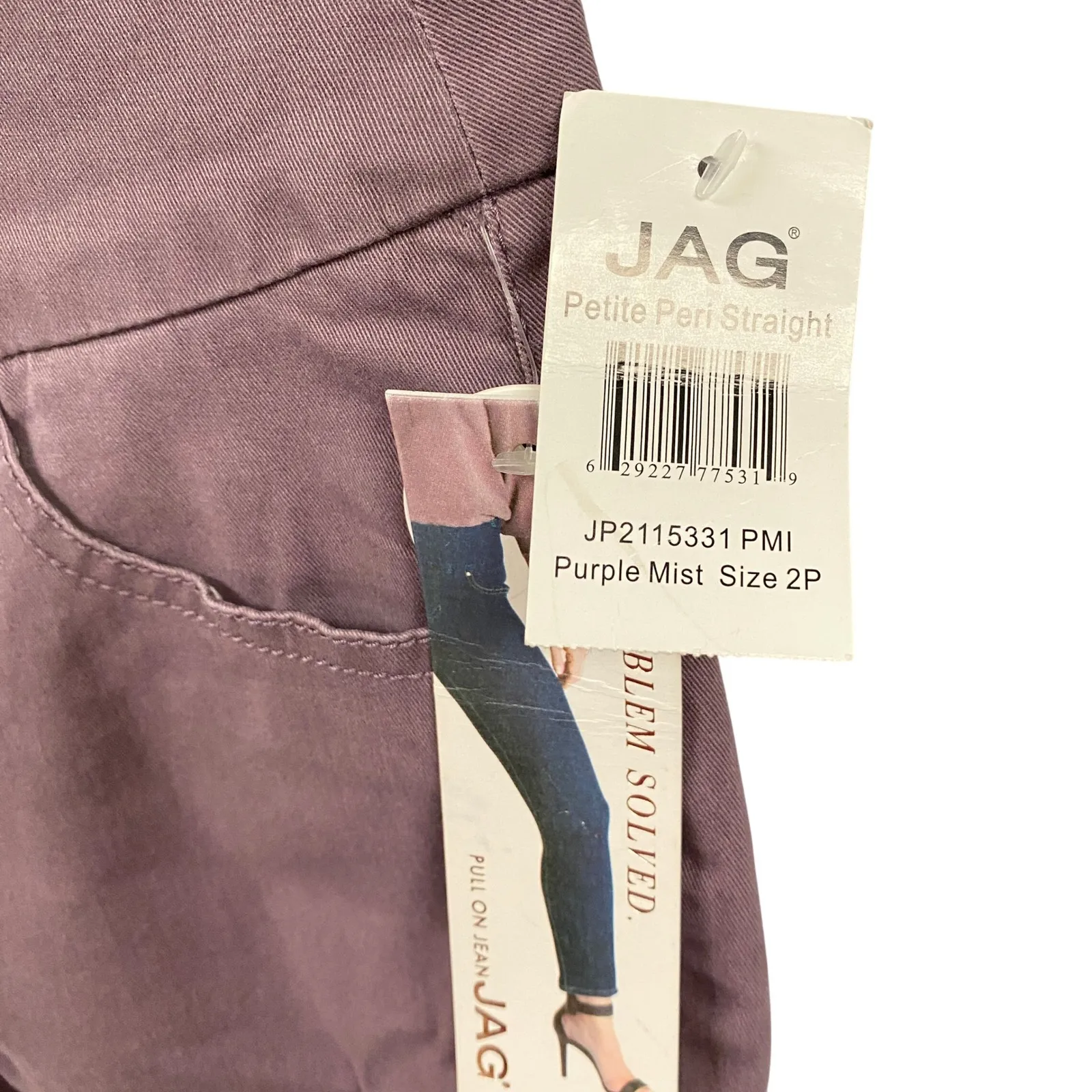 JAG Petite Peri Straight Pull On Pants Purple Mist Size 2P Modern - Image 6