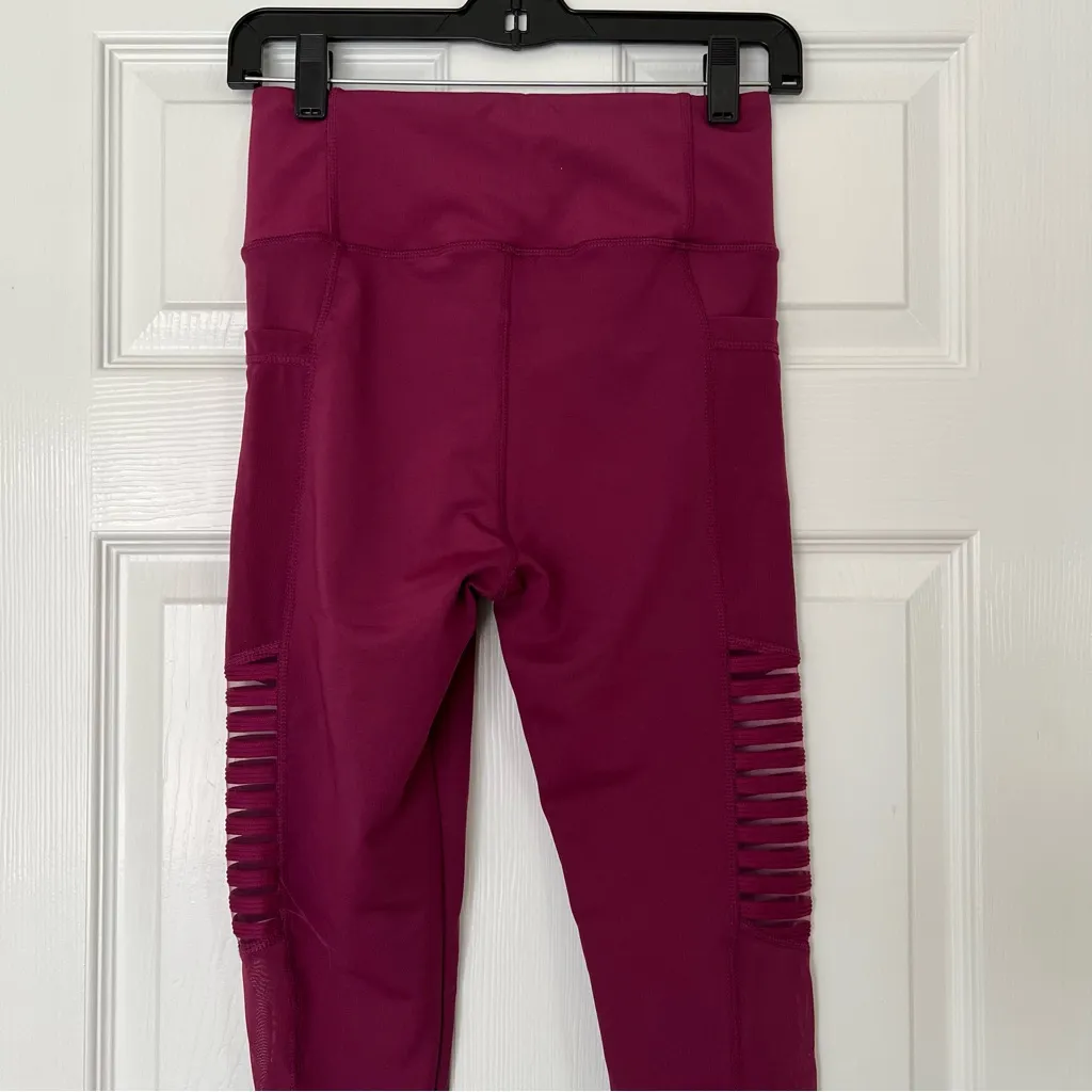 BSP leggings mesh sheer wine burgundy M Purple Size M - Image 5