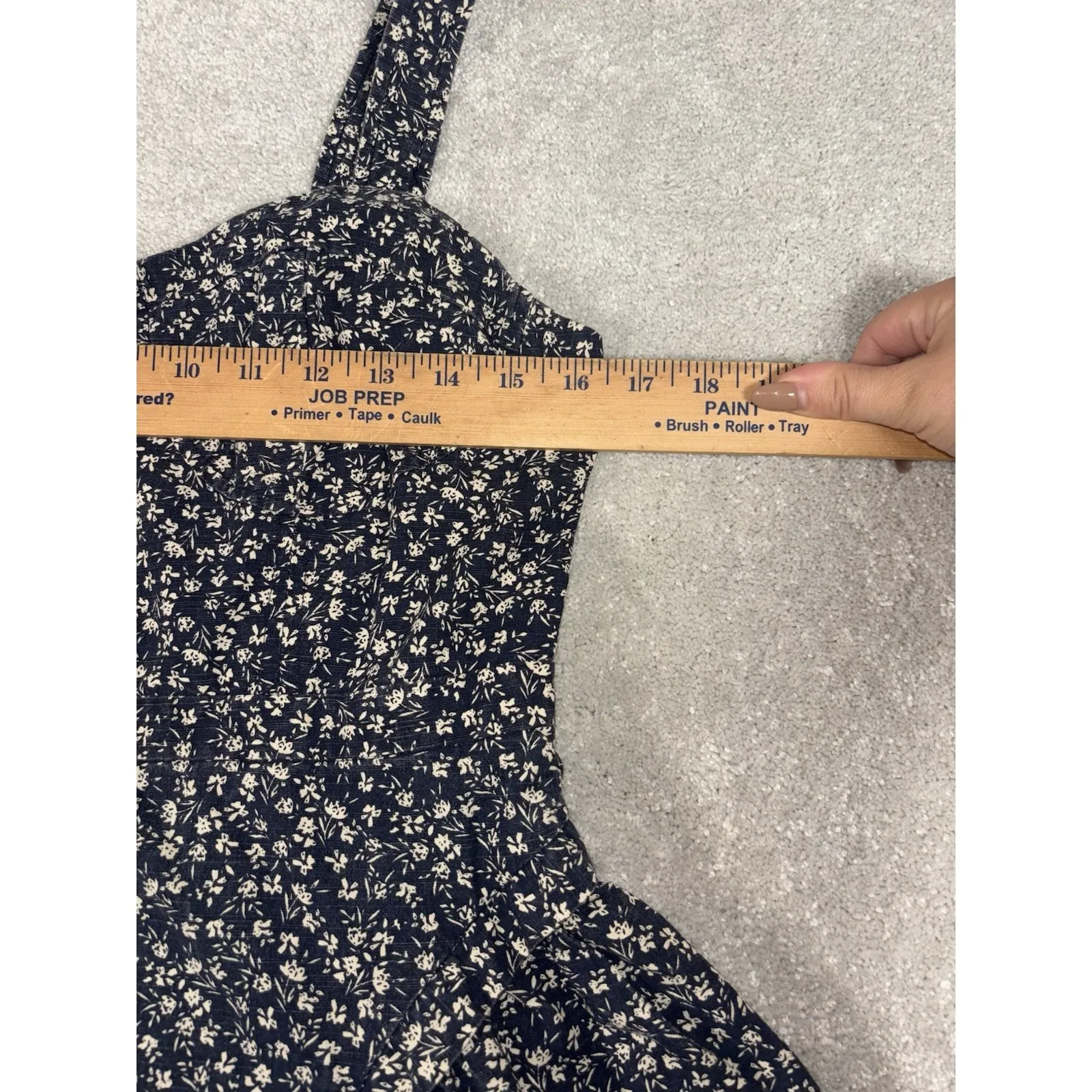 english factory printed‎ bustier dress linen blend sleeveless blue floral Medium - Image 9