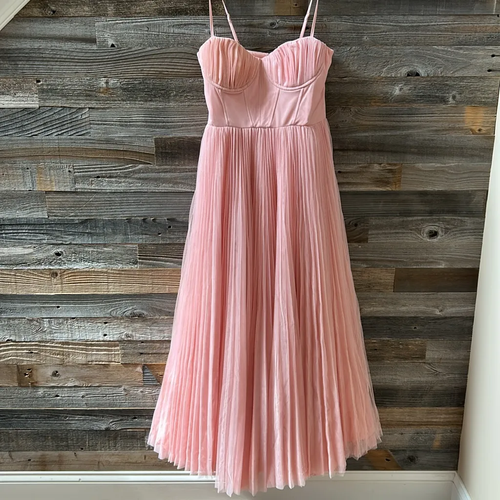 Anthropologie X Hutch Amara Pink Corset Pleated Midi Dress Size 4 NWOT - Image 5