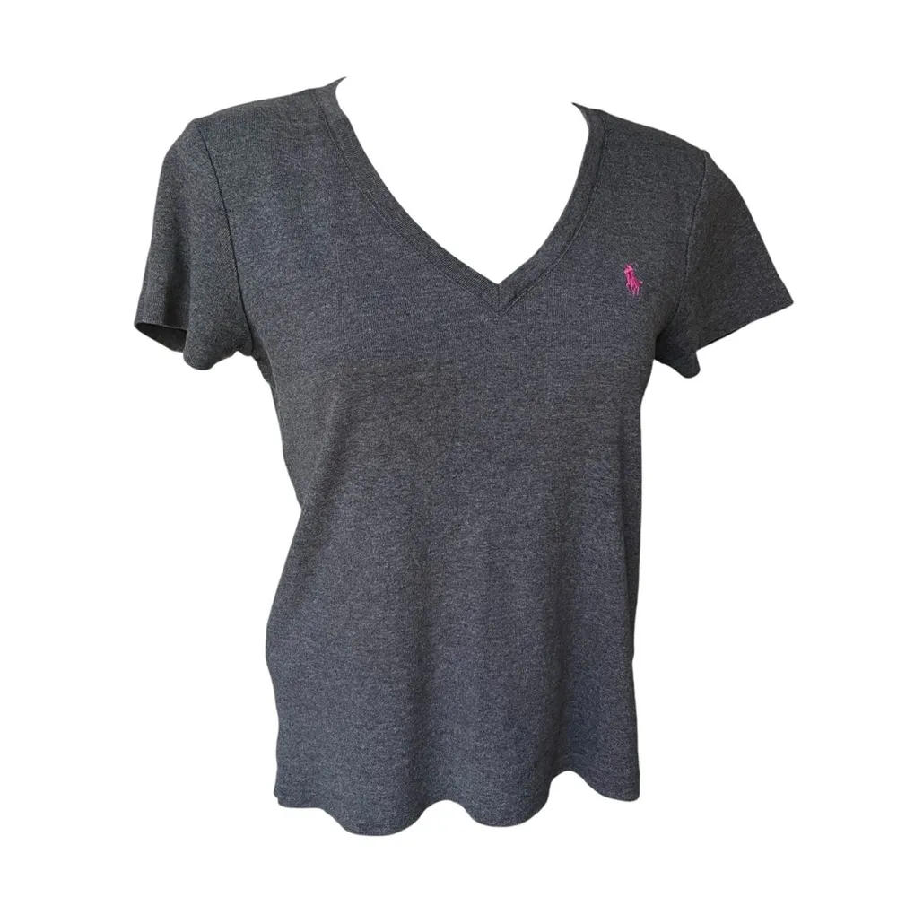 Ralph Lauren Sport V-Neck Heather Gray Brushed Cotton Tee Shirt - Image 4