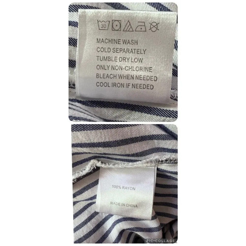 Mod Boutique Navy and White Striped Button Down Shirt size small - Image 10