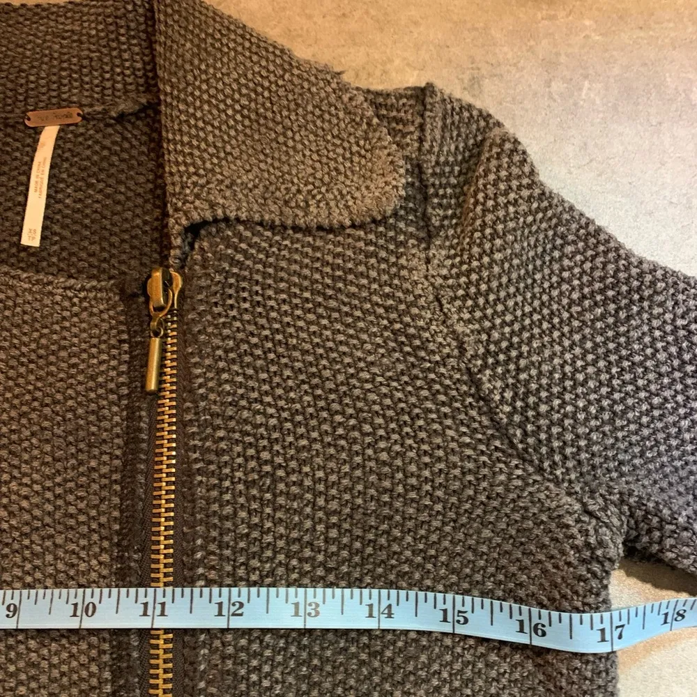Free People Sweater Knit Moto Jacket Gray Asymmetrical Zipper XS X-Small - Image 4