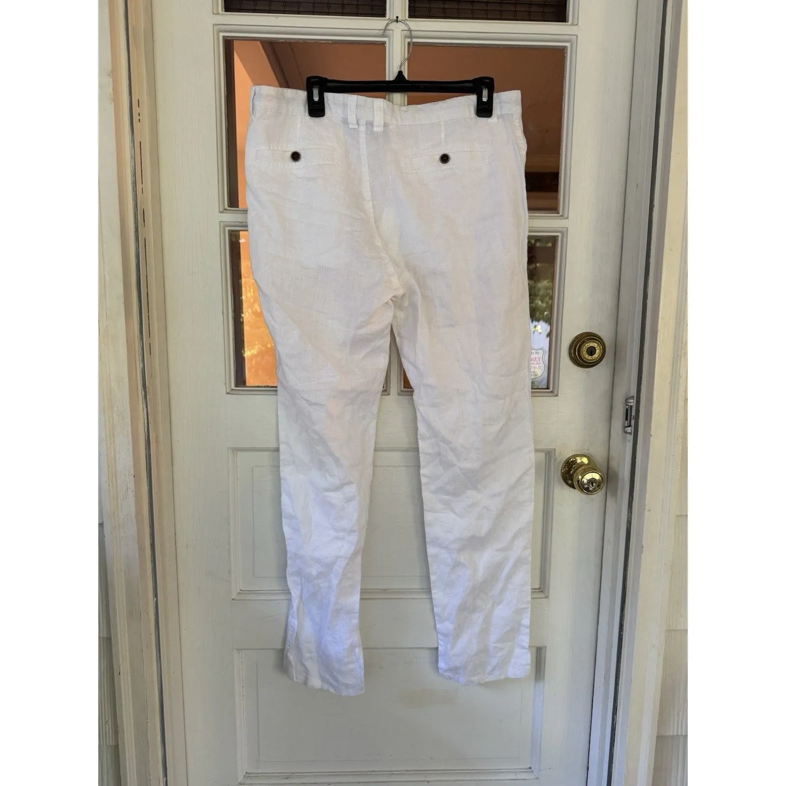 Denim Co Women's Linen Pants size 36 X 32 white pockets ankle length classic - Image 9