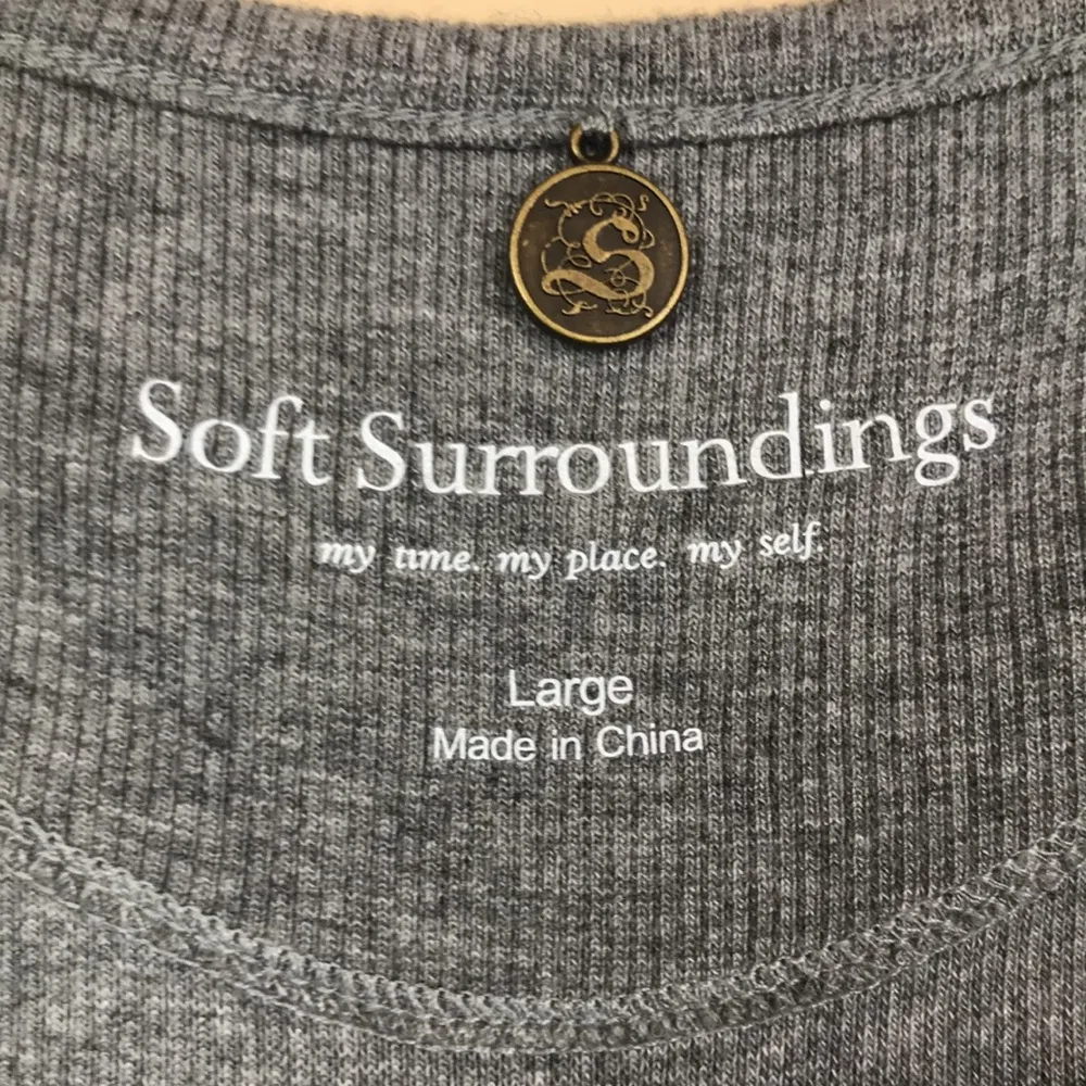 Soft Surroundings Women’s Embroidered Half Zip-Up Ribbed Long Sleeve Shirt - Image 5