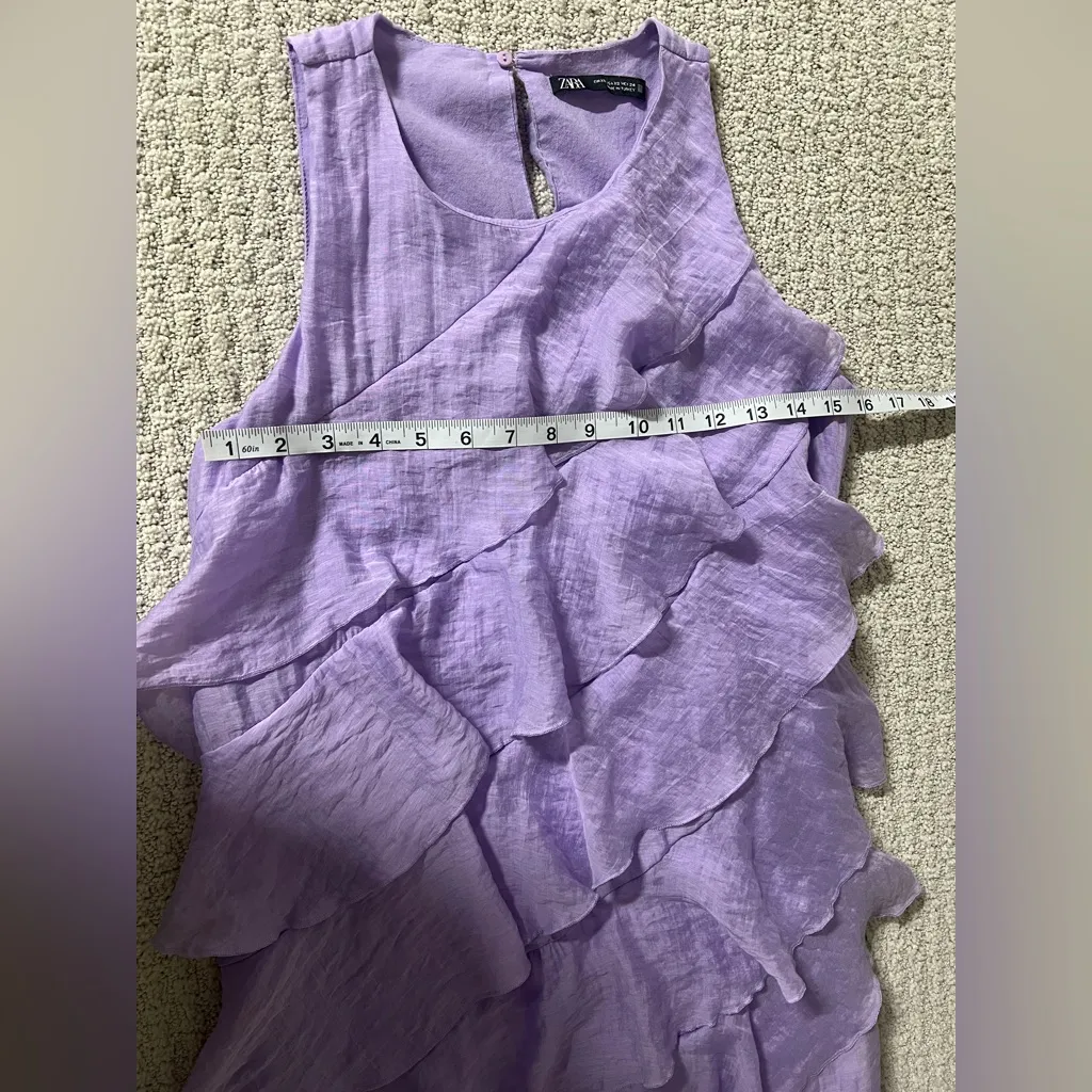 Zara Purple Ruffled Midi Dress - Image 4