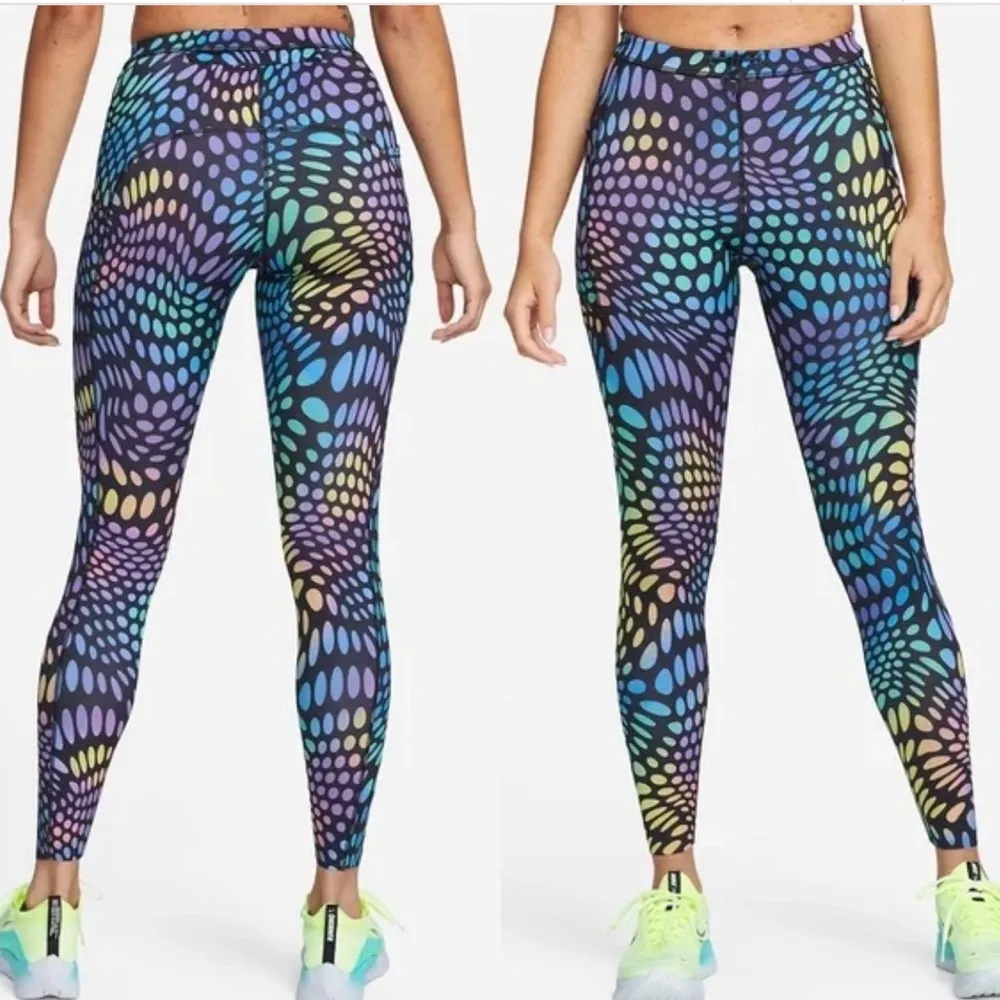 Nike Dri-FIT Run Division Women's Mid-rise Running Leggings Black Multi S NEW - Image 2