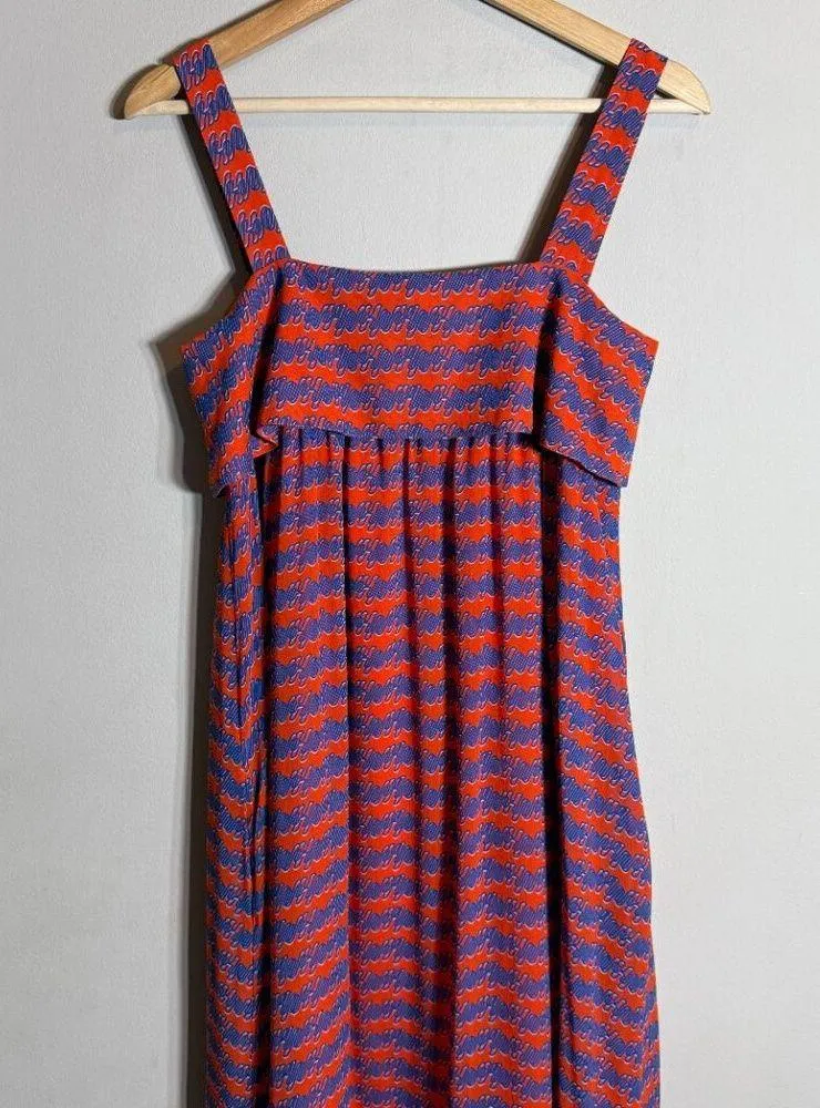 NWOT Opening Ceremony 100% Silk Patterned Tent Maxi Dress Women's 0 Orange Flowy - Image 12