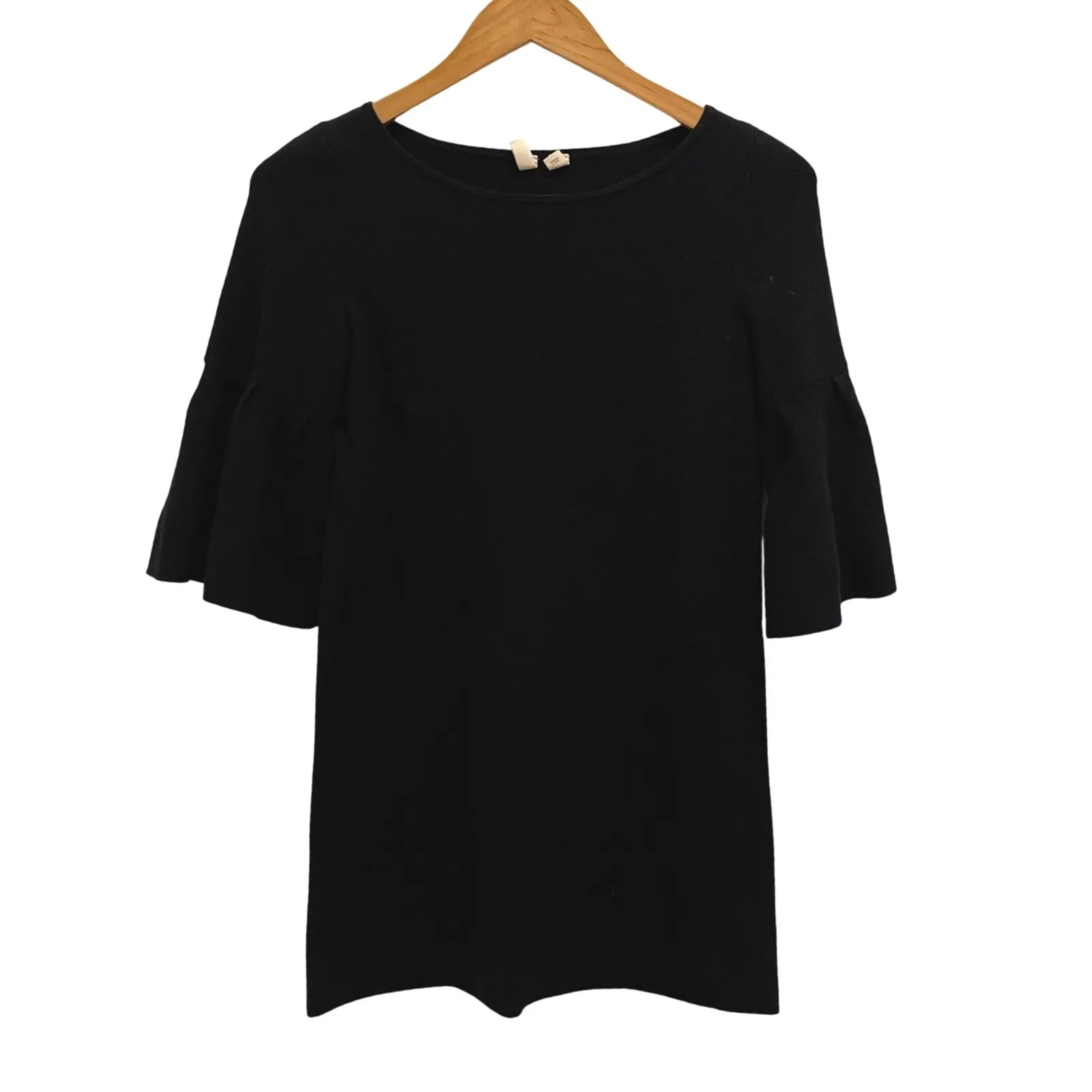 Moth by Anthropologie Black Knit Bell Sleeve Mini Dress Size XS - Image 4