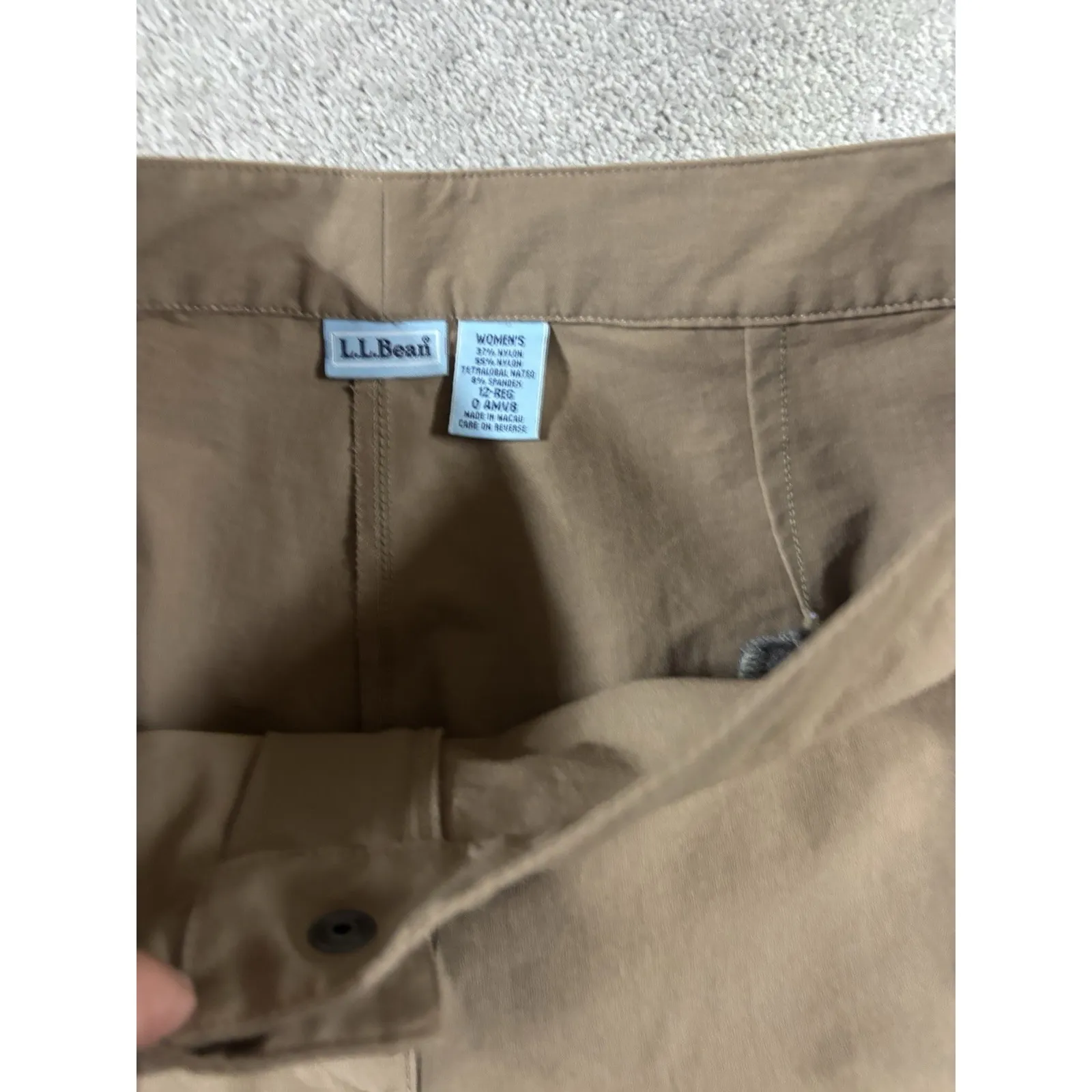 womens ll bean‎ nylon tapered pants brown zip pockets 12 reg Ankle Zip - Image 5