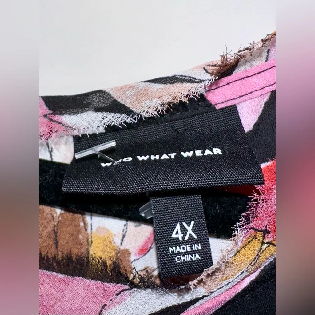 EUC WHOWHATWEAR Floral Eyelash Hem Sleeveless Blouse - 4X - Image 3