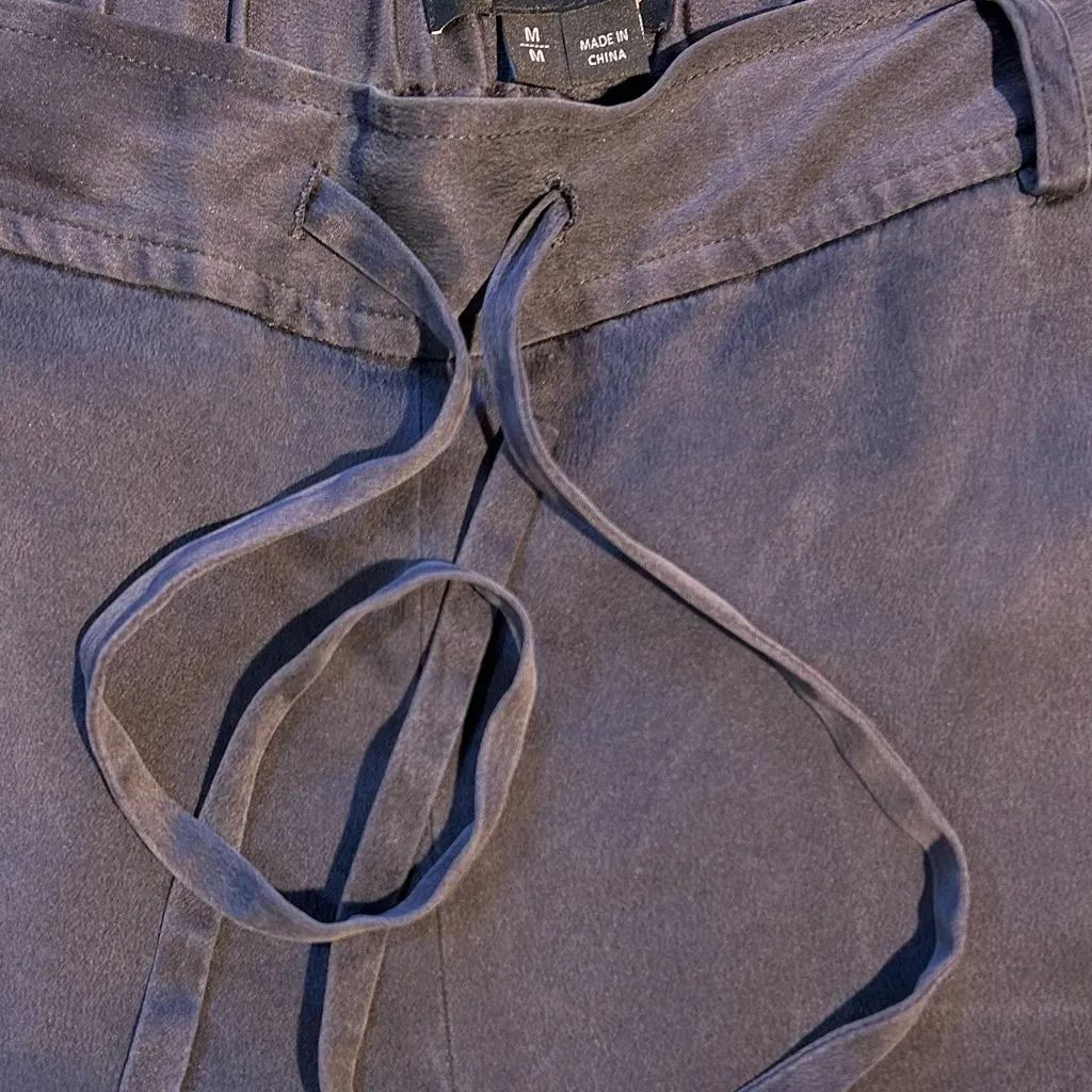 Theory Silk Pajama Navy Drawstring Cropped Ankle Pull-On Pull On Pants Sz M💛 - Image 5
