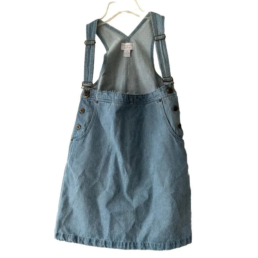 Vintage Christopher & Banks Denim Mini Pinafore Dress Size S 100% Cotton Y2K 90s - Image 8