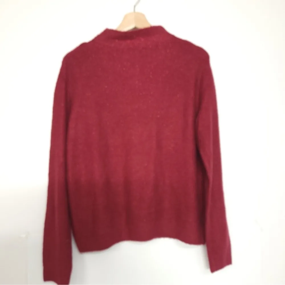 Juicy Couture Bedazzled Rhinestone Funnel Neck Burgundy Sweater Size Small - Image 9