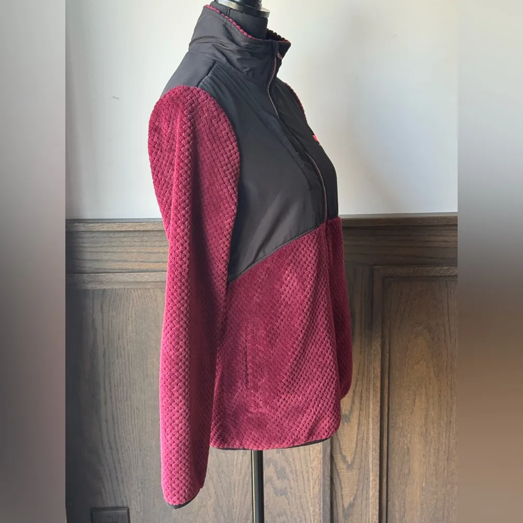 Fila Sport Women’s Maroon Full Zip Fleece Bottom/sleeves  Jacket Size M - Image 6