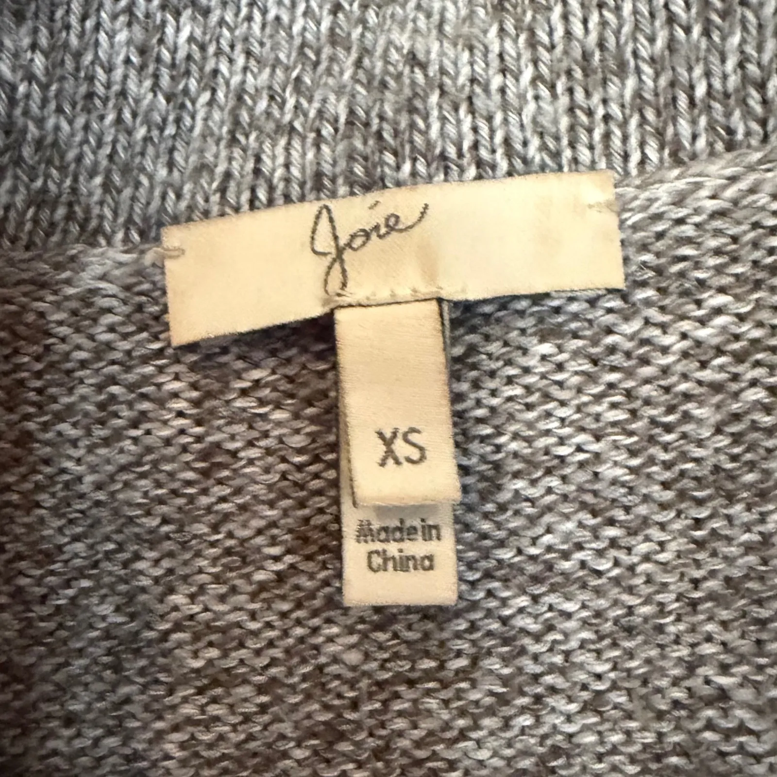 Joie Knit Cowl Neck Poncho Linen Blend Sweater Womens XS Gray Career Boho Hippie - Image 3