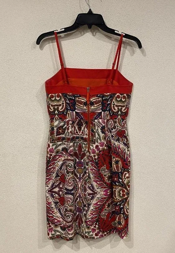 Maeve Anthropologie Dress Womens 4 Petite Red Multicolor Paisley Boho Strap Mini - Image 4