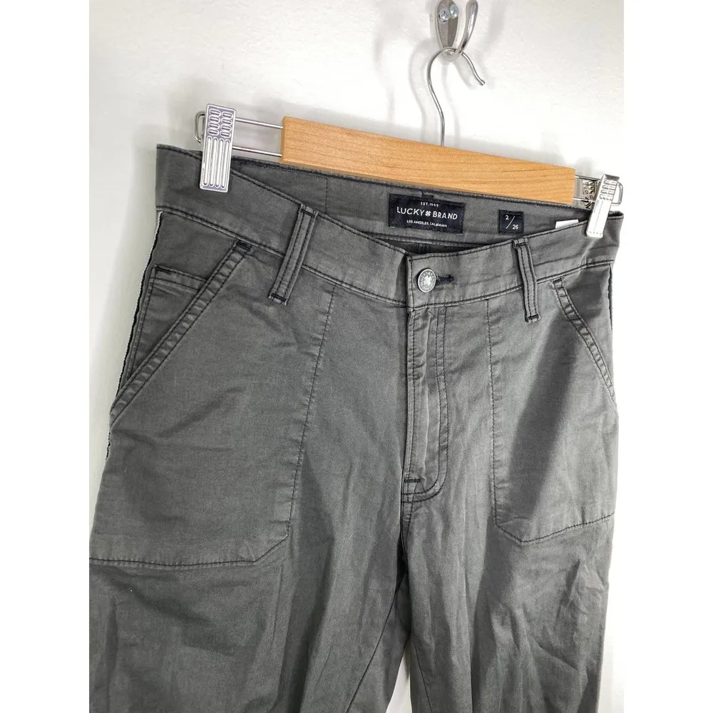 Lucky Brand The Cargo Green Cotton Blend Relaxed Utility Pants Women's Size 2 - Image 5