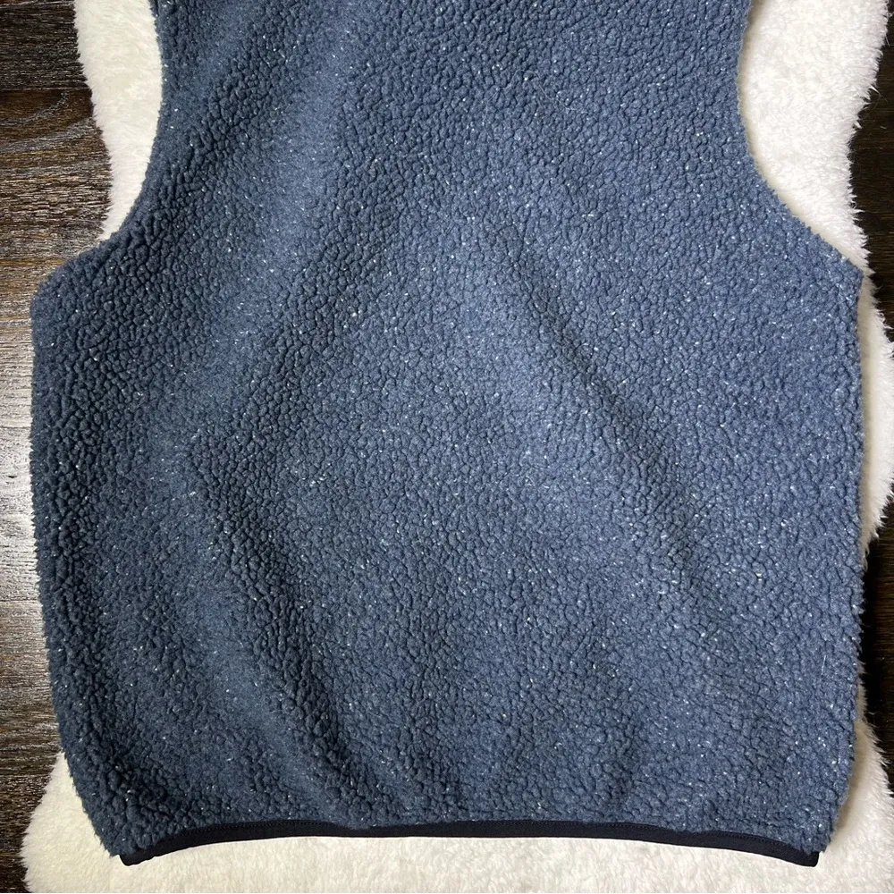Land’s End Vintage Dark Blue Sherpa Teddy Fleece Full Zip Vest - Image 7