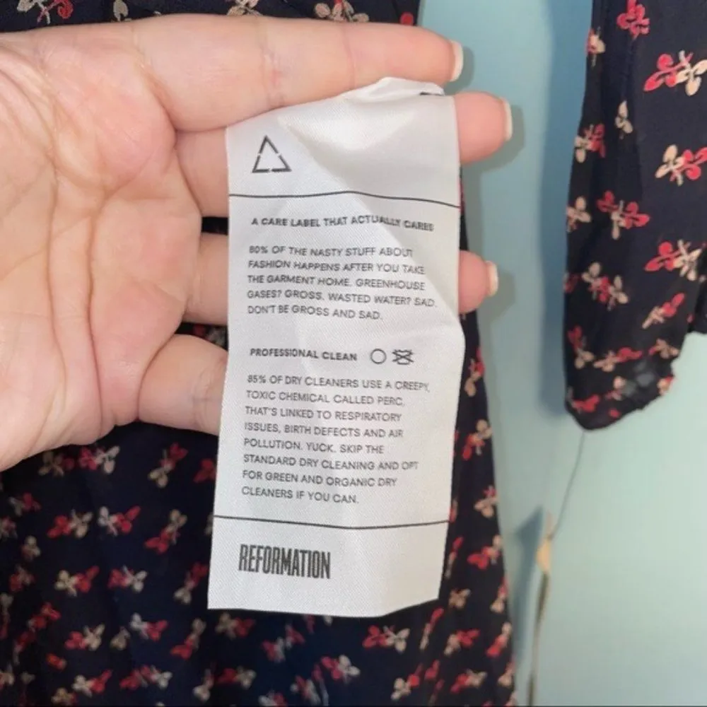 Reformation Wrap Dress Black and Ditzy Floral Print size XS - Image 6