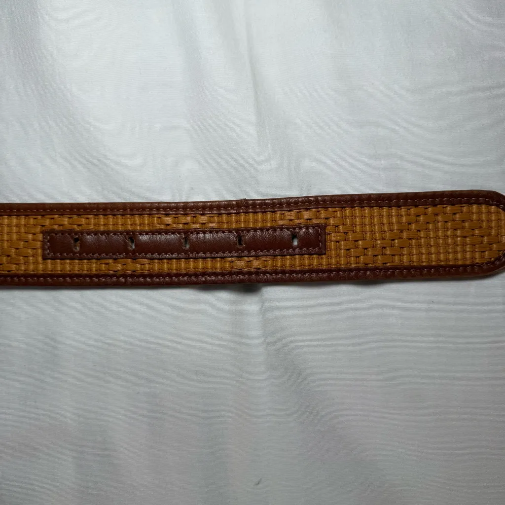 Vintage BROOKS BROTHERS Italy Woven Leather Women's Belt Brown Large Classic - Image 7