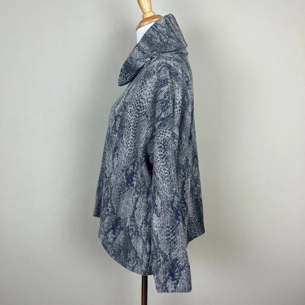 Clara Sun Woo Sweater Womens Small Gray Blue Python Knit Cowl Neck Drop Shoulder - Image 7