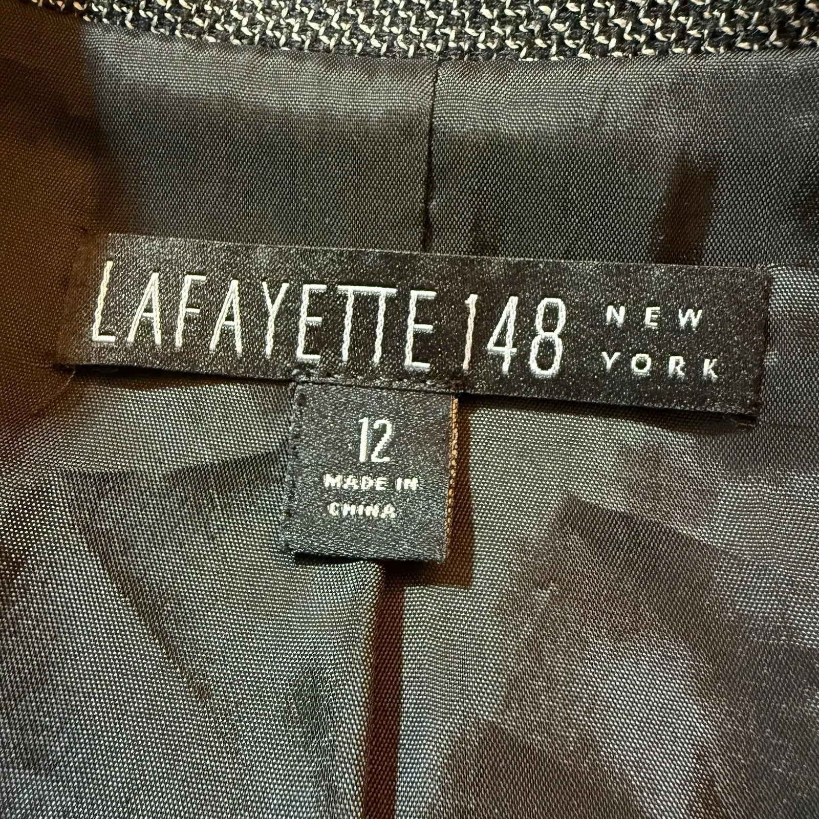 Lafayette 148 New York Gray Virgin Wool Silk Blazer 12 Single Button Jacket $698 - Image 9