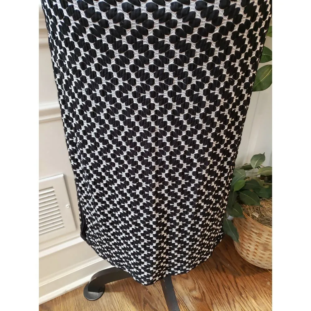 Max Studio Pencil Dress Women's XL Black White Geometric Cap Sleeve Boat Neck - Image 10