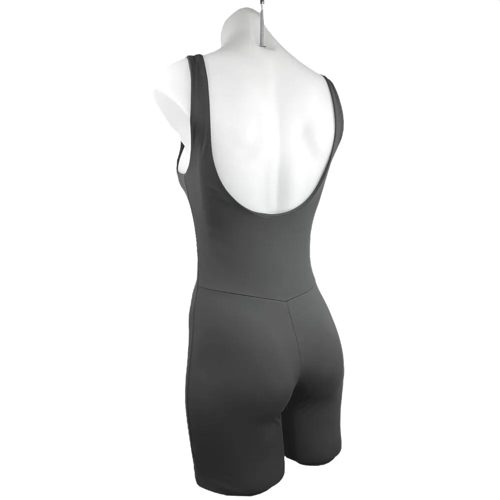 Girlfriend Collective Black Unitard Cycling Bike Scoop Tank One Piece Romper S - Image 2