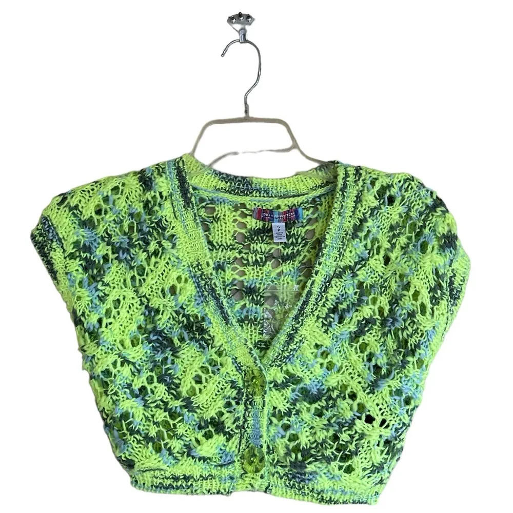 NWOT URBAN OUTFITTERS Uo Lottie Shrug Sweater Crochet In Green - Image 2