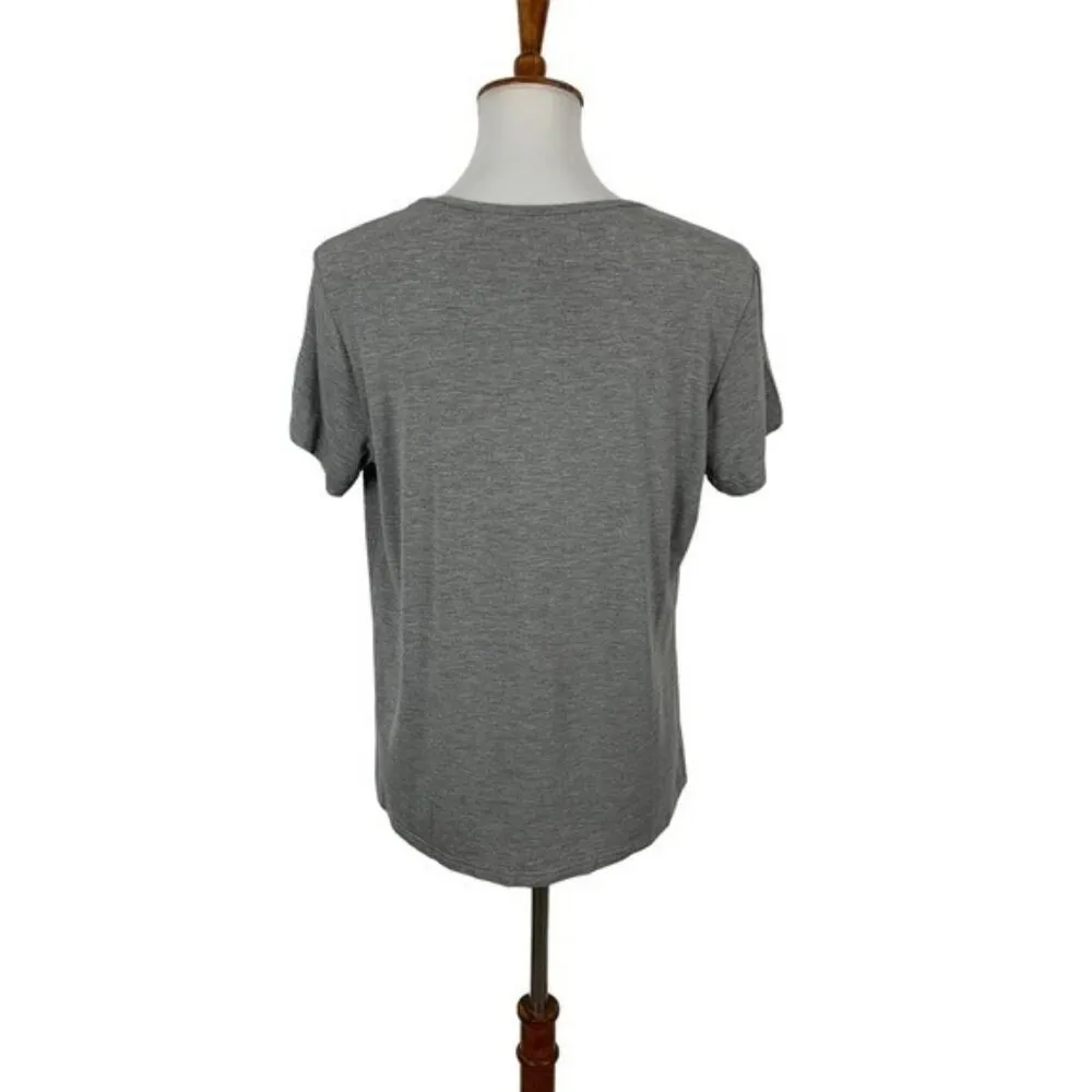 Latuza Pajama Top Medium Gray Short Sleeve Soft Lounge Sleepwear Basic - Image 3