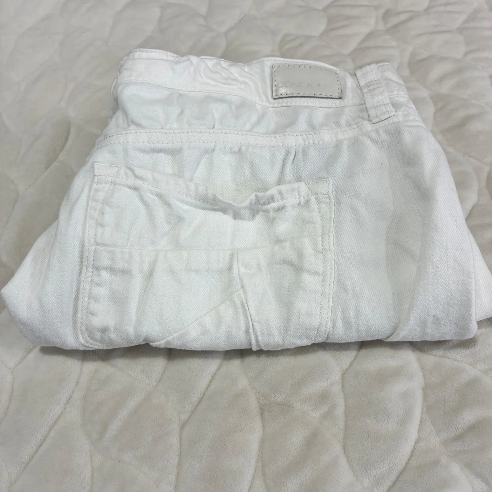 Dear‎ John White Denim Shorts Womens Size 30 Frayed Hem Casual Summer Festival - Image 6