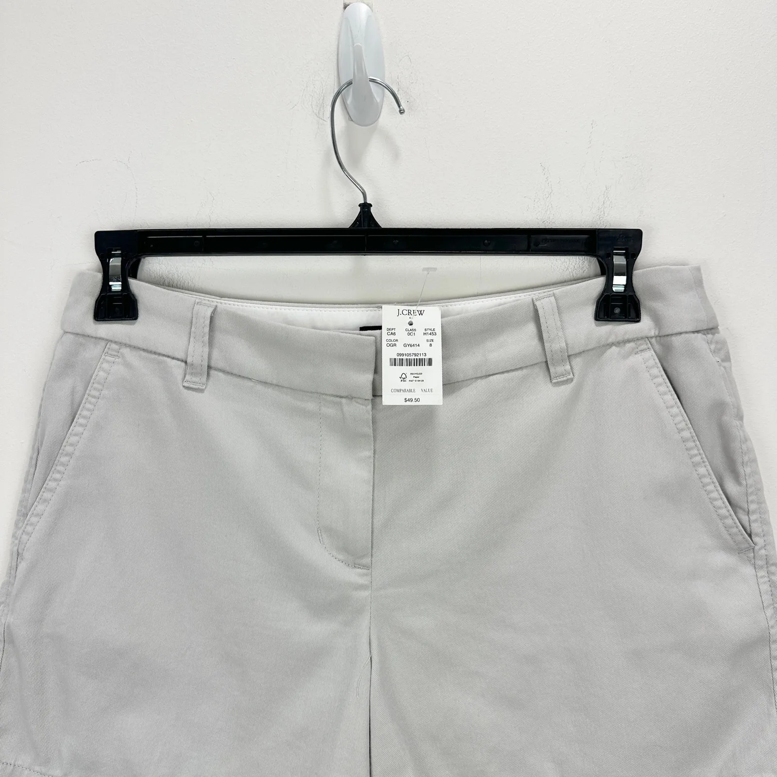 J.Crew 5" Classic Chino Short Preppy Coastal Vacation Oyster Grey US 8 NWT - Image 11