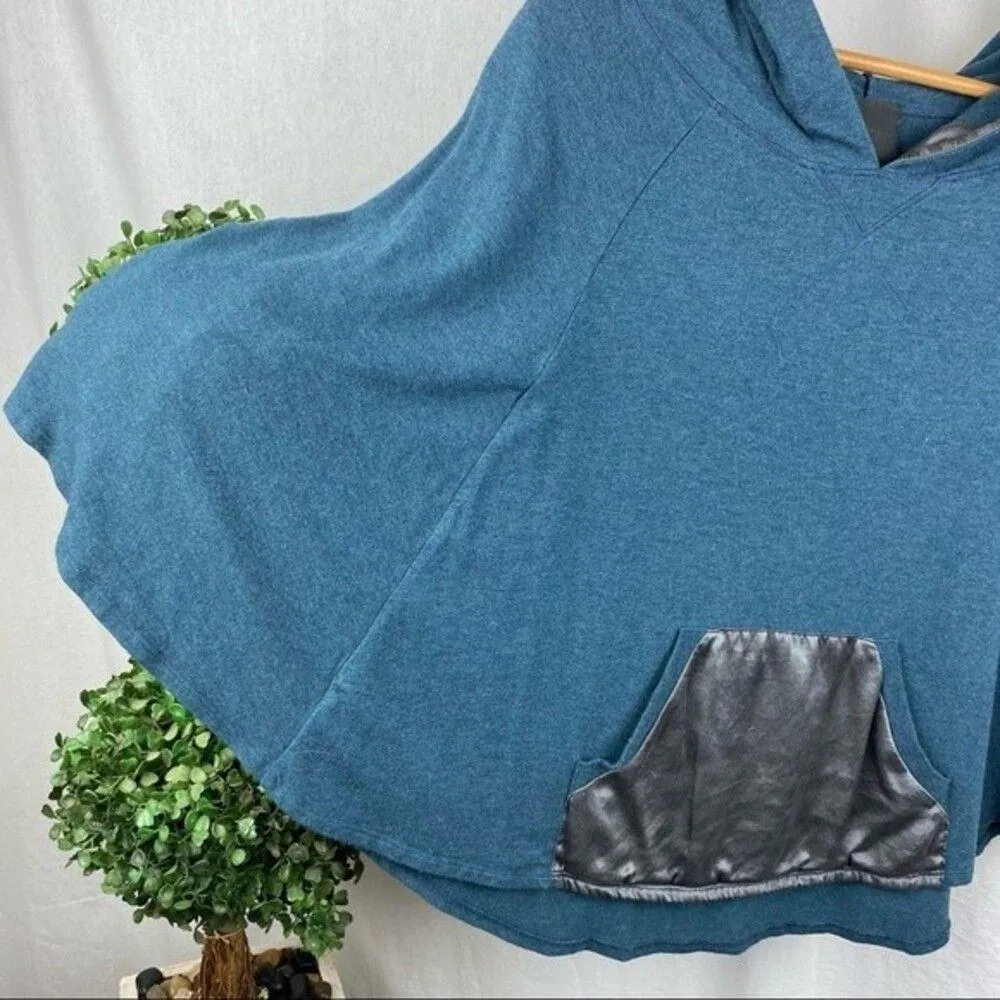 Heather Blue Hooded Half Dolman Sleeve Cape Top M Size M - Image 3