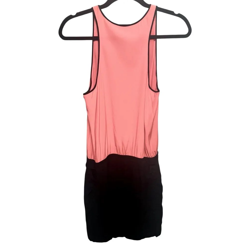 DIANE VON FURSTENBERG TWO-TONE COLORBLOCK PINK ROSE CORAL BLACK SLEEVELESS DRESS - Image 10