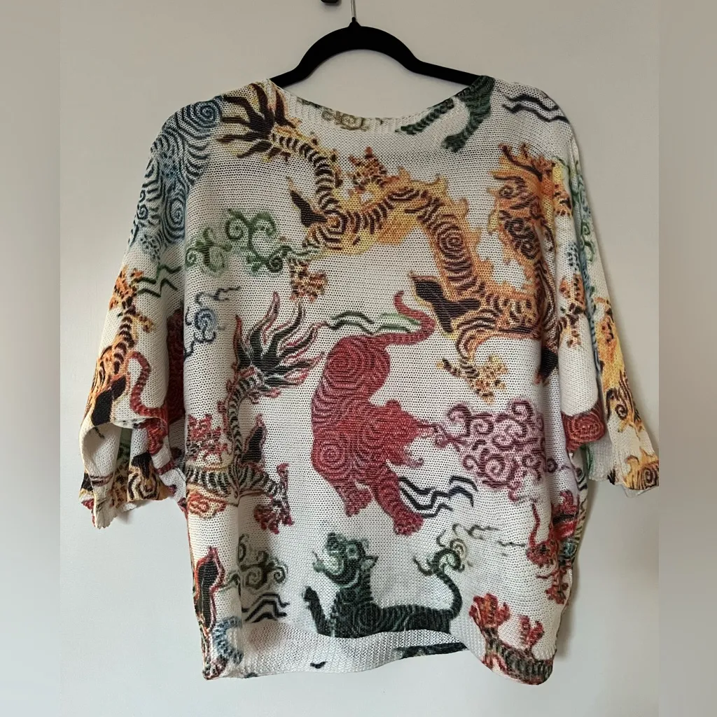 IMythical Creatures Dragons and Tiger Sweater Made in Italy Size Large - Image 5
